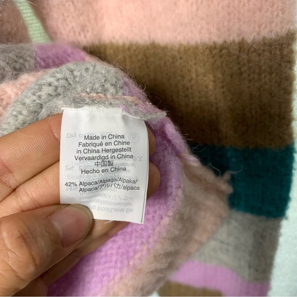 J Crew point sur alpaca merino wool striped color block sweater size small - Picture 5 of 7